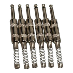 1/4 Inch Mono Audio Guitar Cable Bumper Plug Connectors 6 Pack Nickel Silver